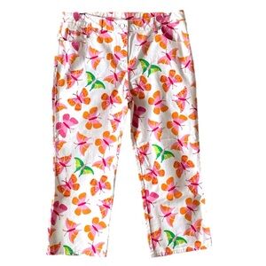 LILLY PULITZER Women’s Butterfly Print White Cropped Cotton Blend Jeans Size 10